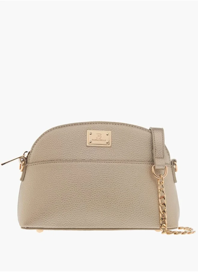 Flora Bella By Shoexpress Women Textured Crossbody Bag with Detachable Chain Strap and Zip Closure