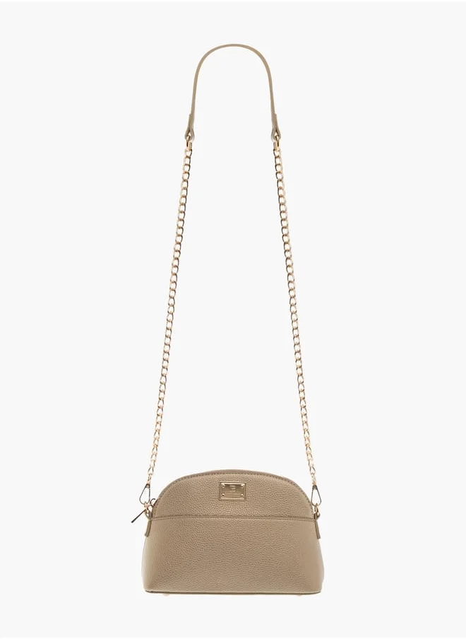 فلورا بيلا من شو إكسبرس Women Textured Crossbody Bag with Detachable Chain Strap and Zip Closure