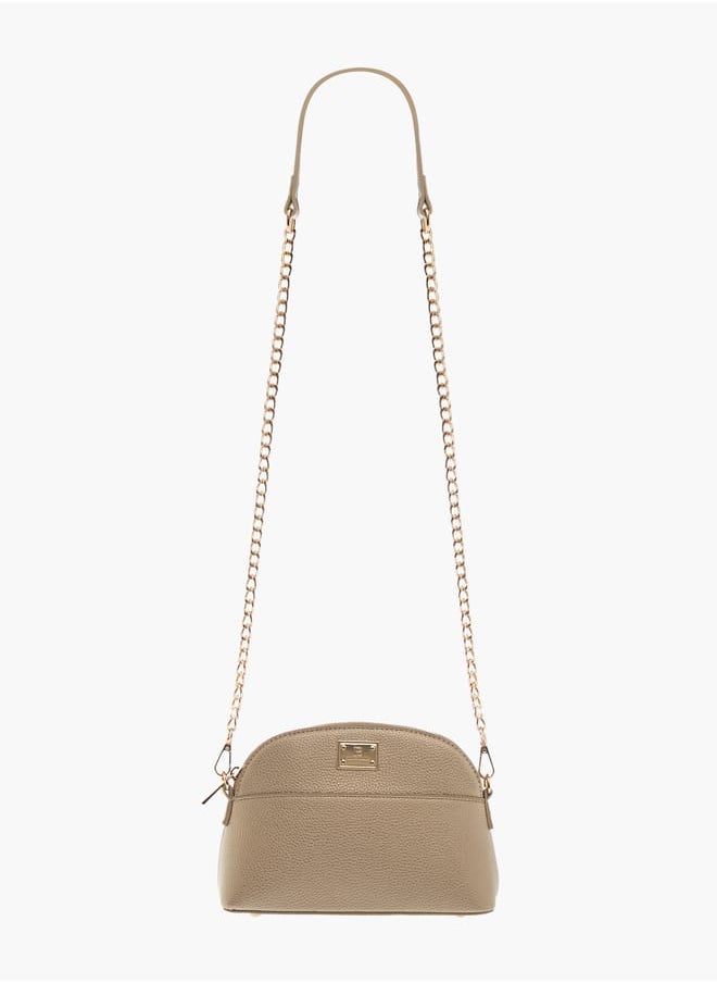 Flora Bella By Shoexpress - Women Textured Crossbody Bag with Detachable Chain Strap and Zip Closure - Image 1