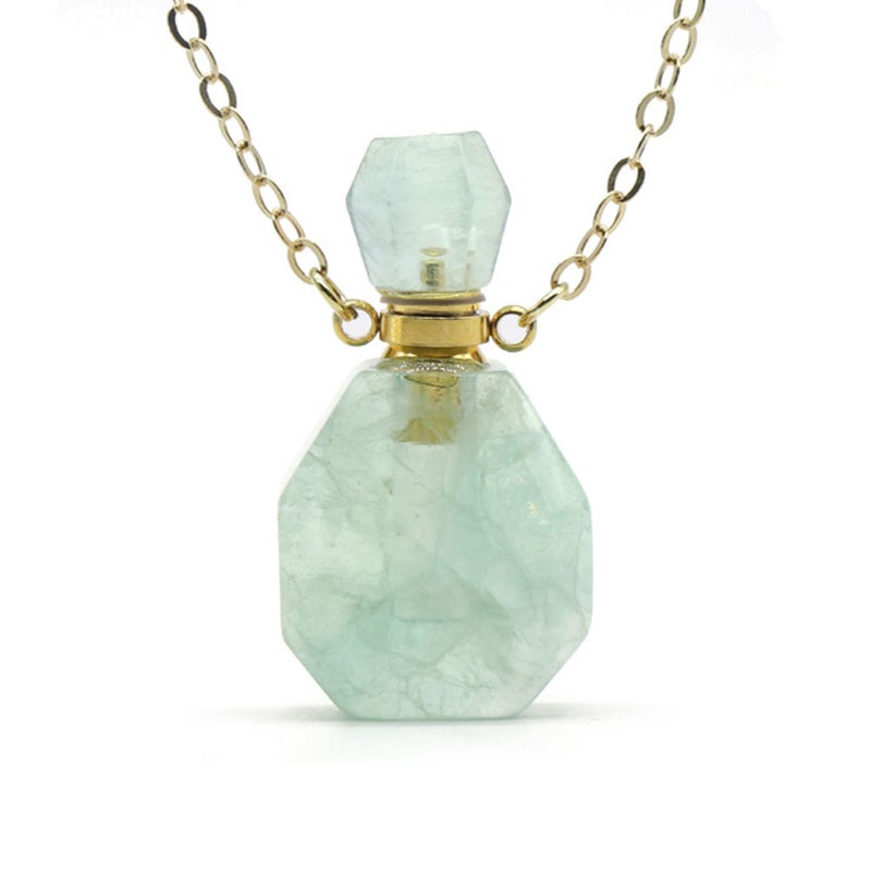 Natural Crystal Bottle Perfume Bottle Pendant Necklace Accessories Colorful Without Lanyard Chain ( Green) - Image 1