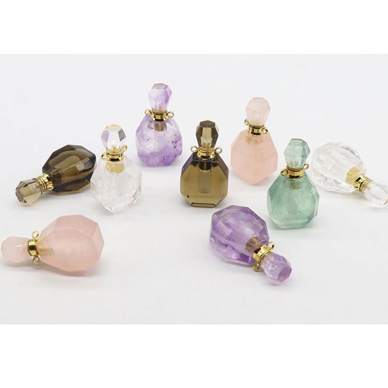 Natural Crystal Bottle Perfume Bottle Pendant Necklace Accessories Colorful Without Lanyard Chain ( Green) - Image 4