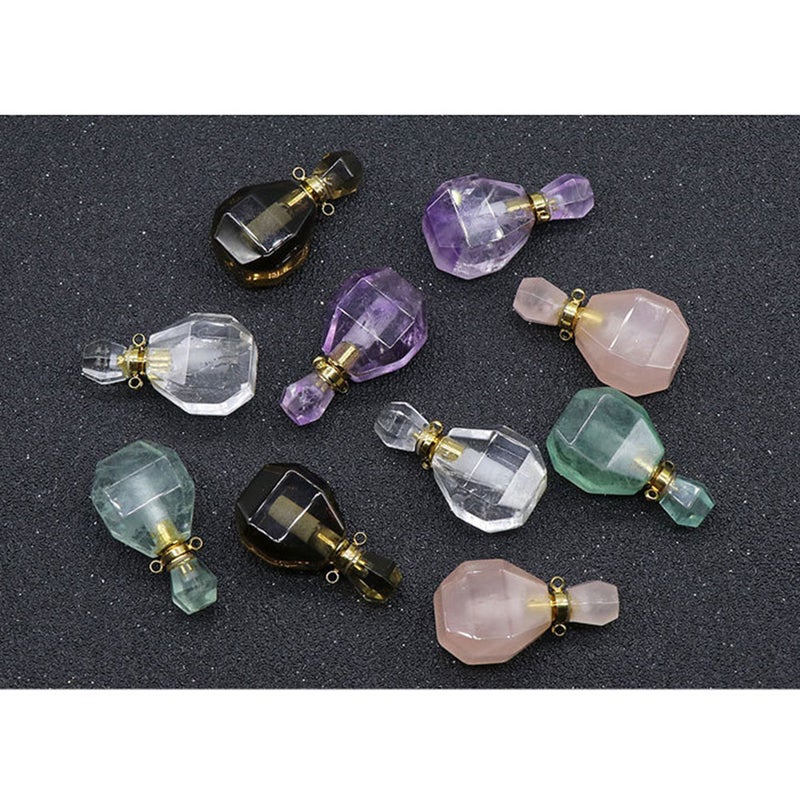 Natural Crystal Bottle Perfume Bottle Pendant Necklace Accessories Colorful Without Lanyard Chain ( Green) - Image 2