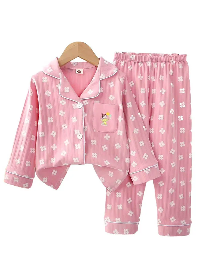 LITTLE SURPRISE BOX Little Surprise Box,Pink Flowers print soft Cotton Kids Nightsuit-1-2 Y