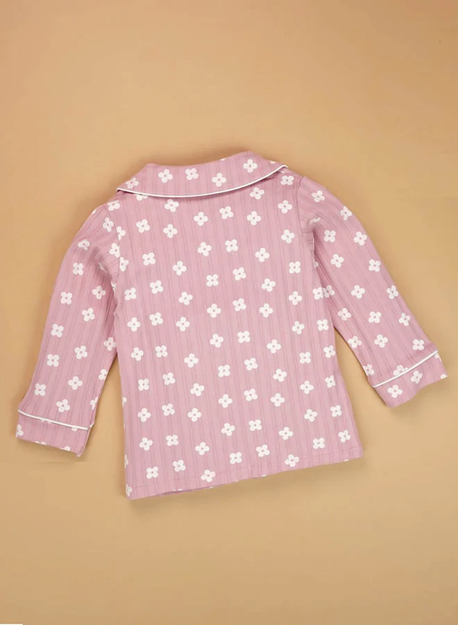 ليتل سربرايز بوكس Little Surprise Box,Pink Flowers print soft Cotton Kids Nightsuit-1-2 Y