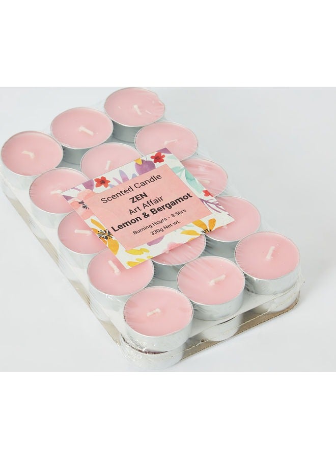 50-Piece Zen Art Affair Lemon And Bergamot Tea Light Scented Candle Set Pink  - Image 1