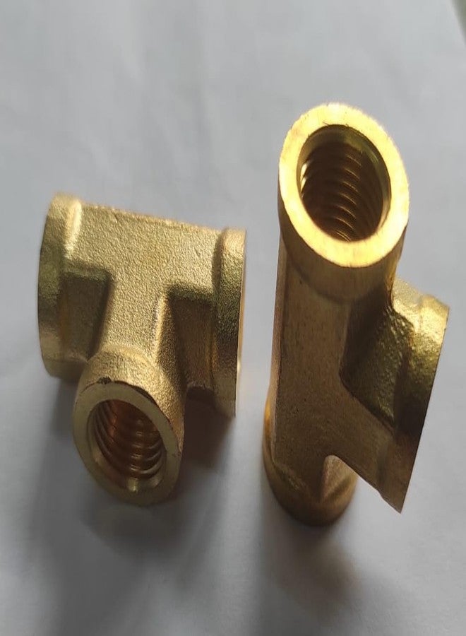 DLEIN Brass Tee Pipe Fitting-1/4PT Female Thread T Shaped Connector Coupler Three Openings for Brass Pipe Fitting Pneumatic Pressure Pipe Line Connections and Air Tools 1Pcs - Image 1