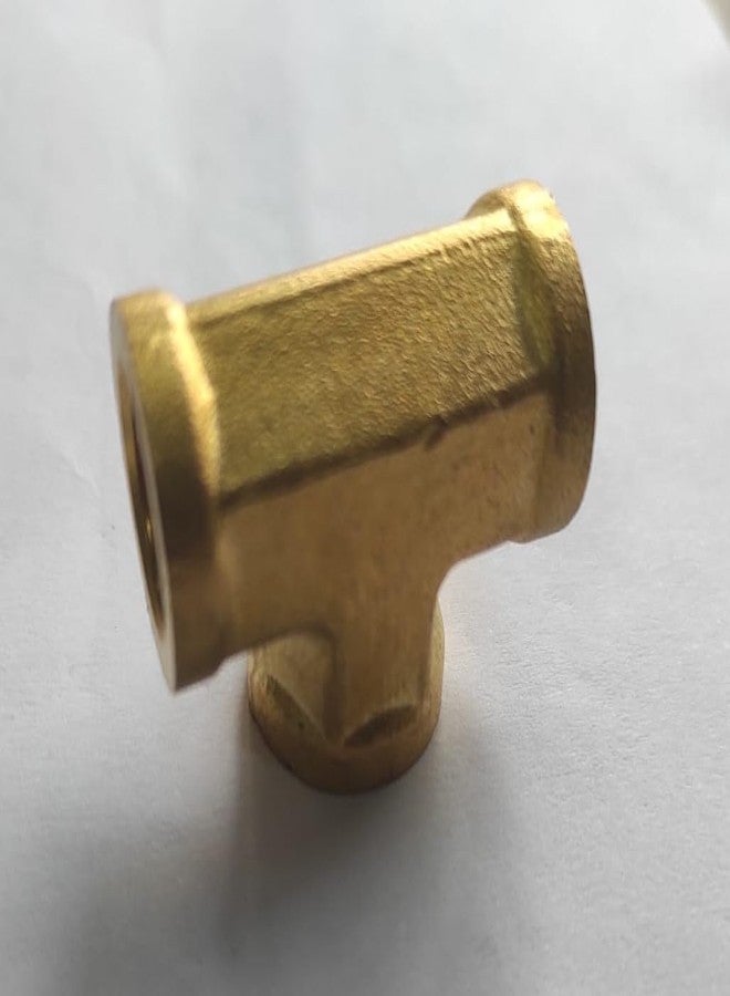 DLEIN Brass Tee Pipe Fitting-1/4PT Female Thread T Shaped Connector Coupler Three Openings for Brass Pipe Fitting Pneumatic Pressure Pipe Line Connections and Air Tools 1Pcs - Image 2