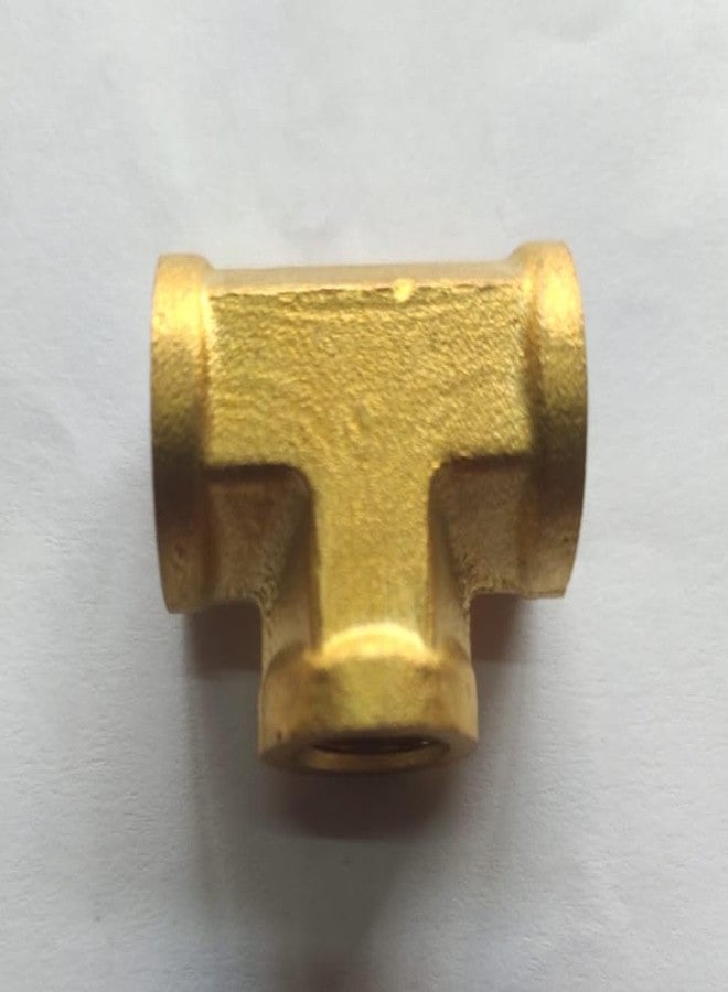 DLEIN Brass Tee Pipe Fitting-1/4PT Female Thread T Shaped Connector Coupler Three Openings for Brass Pipe Fitting Pneumatic Pressure Pipe Line Connections and Air Tools 1Pcs - Image 4
