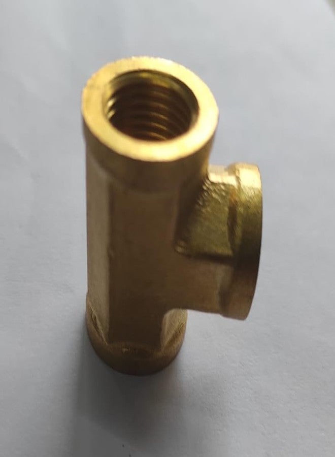 DLEIN Brass Tee Pipe Fitting-1/4PT Female Thread T Shaped Connector Coupler Three Openings for Brass Pipe Fitting Pneumatic Pressure Pipe Line Connections and Air Tools 1Pcs - Image 3
