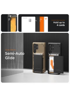 VRS Design Damda Glide Pro Samsung Galaxy S24 ULTRA Case Cover Wallet with Semi Automatic Credit Card Holder Slot [4 Cards] - Black Groove  - Image 2