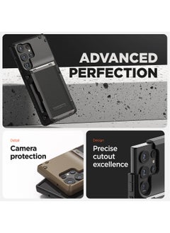 VRS Design Damda Glide Pro Samsung Galaxy S24 ULTRA Case Cover Wallet with Semi Automatic Credit Card Holder Slot [4 Cards] - Black Groove  - Image 5