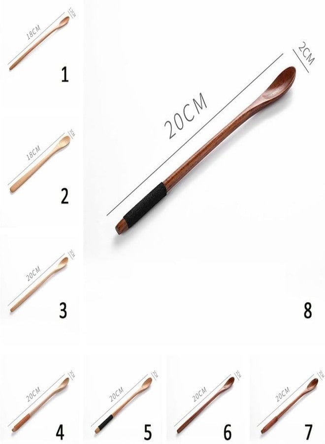 GANPUB Brown Coffee Spoon Wooden Spoons for Cooking Honey Server Tea Coffee Stirring Spoons Paint Color Honey Tea Scoops Long Handle Coffee Accessories,Coffee, Tea and Espresso - Image 2