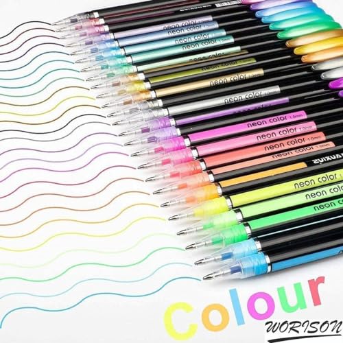 worison 24pc Glitter, Neon, Pastel, Metallic Colors Gel Pen Set - Image 5
