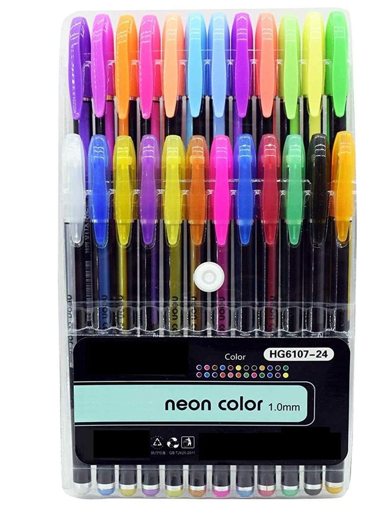 worison 24pc Glitter, Neon, Pastel, Metallic Colors Gel Pen Set - Image 1