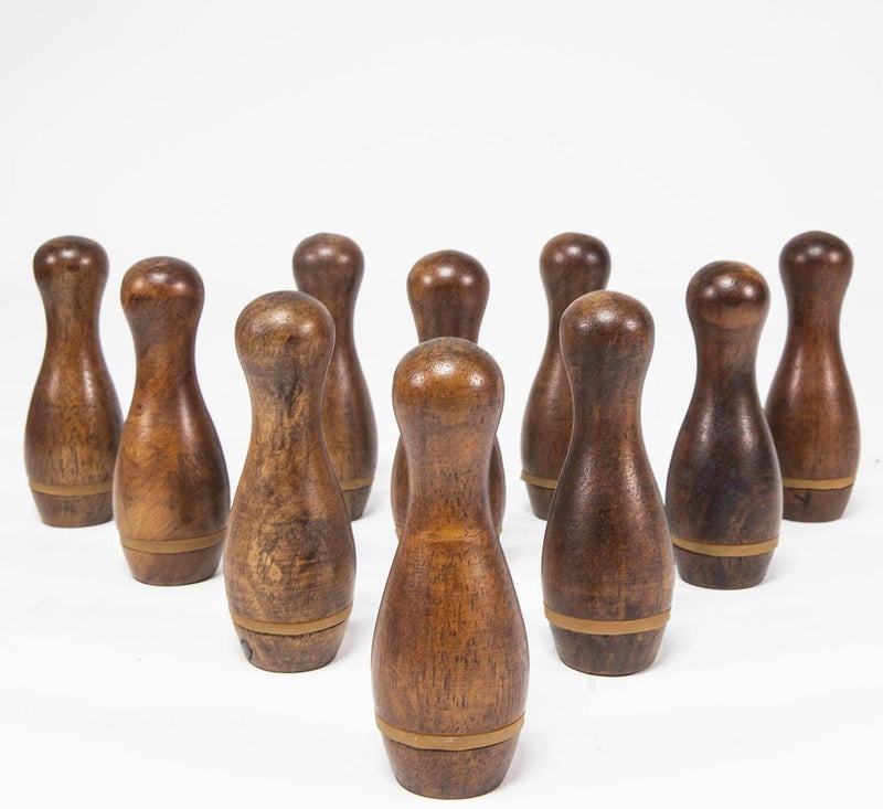 YDDS Shuffleboard Bowling Pin Set with 10 Pcs Premium Hardwood Bowling Pins Durabel Triangular Pinsetter Resin Bowling Ball and Carrying Bag, Fun for Shuffleboard Games - Image 5