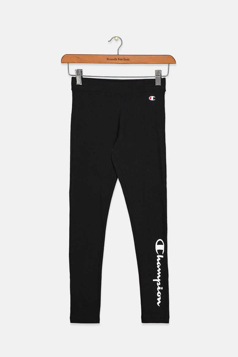 Champion Kids Girl Brand Logo Pull On Leggings, Black - Image 1