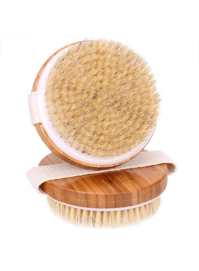 إتش آند إس فرشاة الجسم المستديرة لتقشير البشرة، قطعتين من فرش الاستحمام للسيلوليت للبشرة الرطبة والجافة، فرشاة استحمام للبشرة السيلوليت بشعيرات طبيعية - Image 1