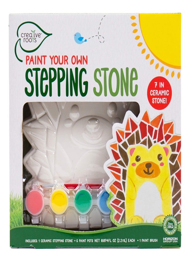 Creative Roots Mosaic Hedgehog Stepping Stone, Includes 7-Inch Ceramic Stone & 6 Vibrant Paints, DIY Garden Stepping Stone Kit for Kids Ages 6+ - Image 1