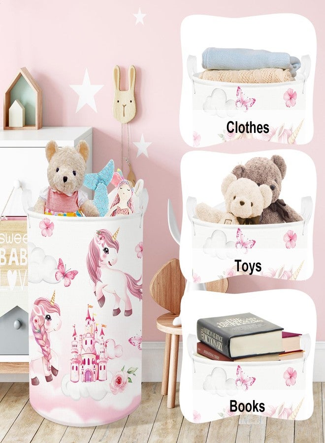 Clastyle Cute Unicorn Laundry Basket Cloud Kids Clothes Book Storage Basket Gift Toy Box for Bedroom Decor,Princess,40x30x30 cm - Image 5