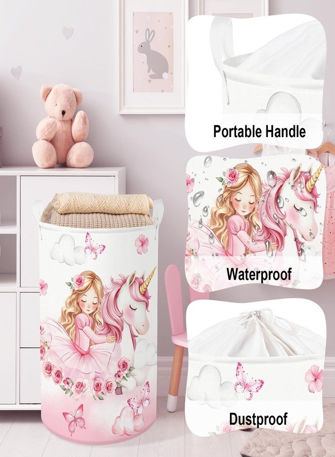 Clastyle Cute Unicorn Laundry Basket Cloud Kids Clothes Book Storage Basket Gift Toy Box for Bedroom Decor,Princess,40x30x30 cm - Image 4