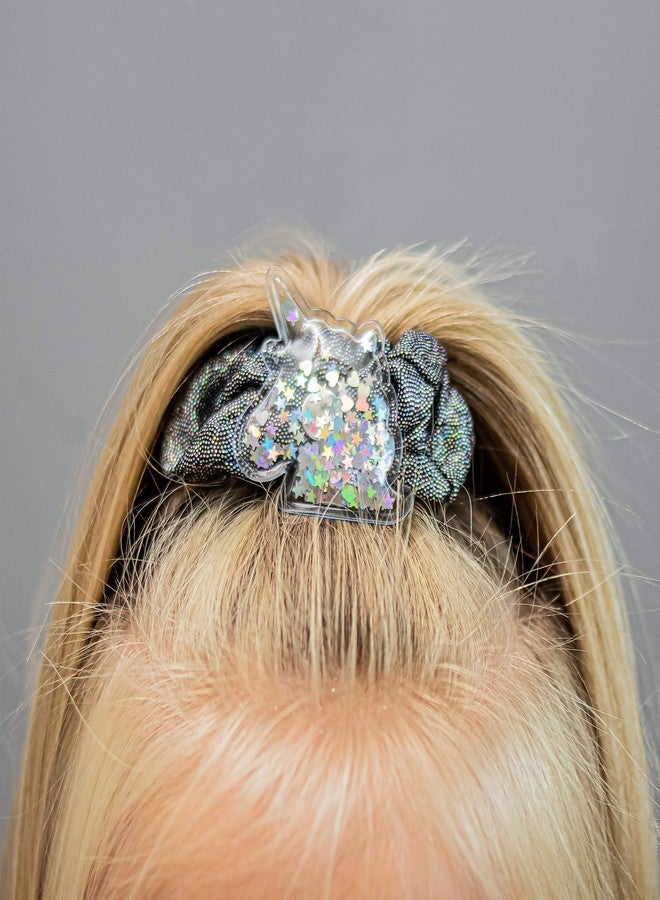 FROG SAC 6 PCS Shaky Glitter Unicorn Hair Scrunchies for Girls, Glitter Fabric Scrunchies Pack with Unicorn Charms, Cute Kids Hair Accessories for Girls, Unicorn Hair Stuff - Image 5