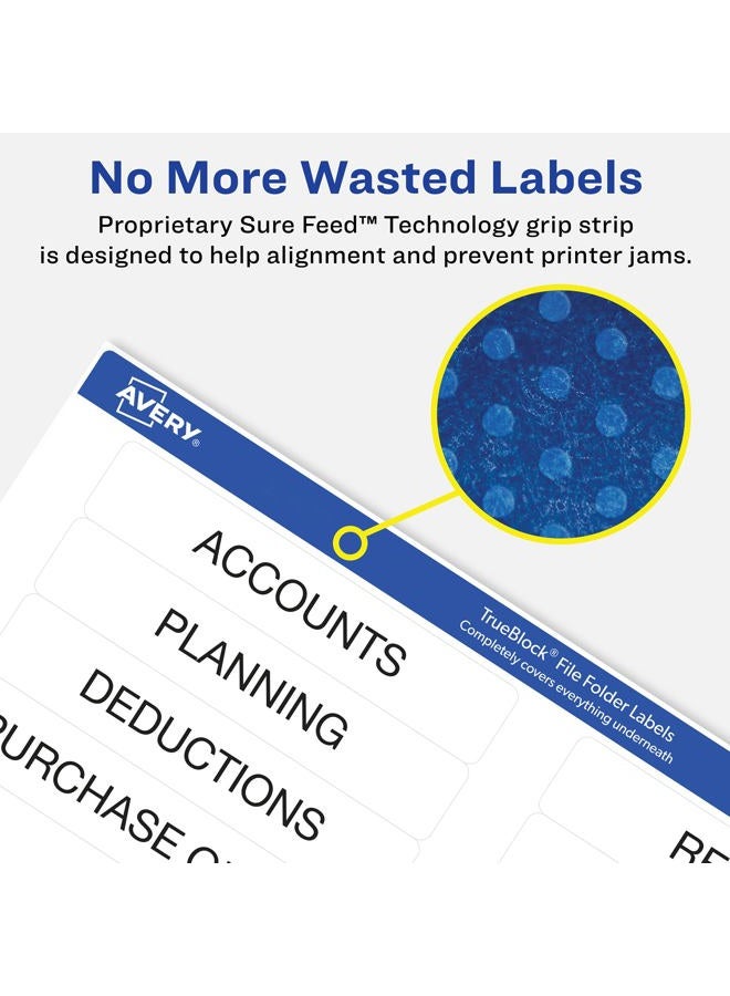 Avery TrueBlock File Folder Labels, 2/3" x 3-7/16", 750 Printable Labels, Assorted Colors, Permanent (5266) - Image 3
