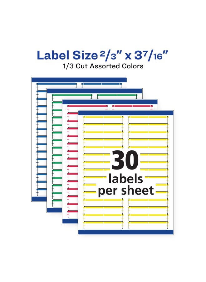 Avery TrueBlock File Folder Labels, 2/3" x 3-7/16", 750 Printable Labels, Assorted Colors, Permanent (5266) - Image 4