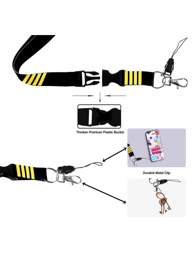 MELIFE Pilot Lanyard 4 Stripes for Keys with Detachable Safety Buckle Traveler Pilot Keychain Baggage Tag set - Image 2