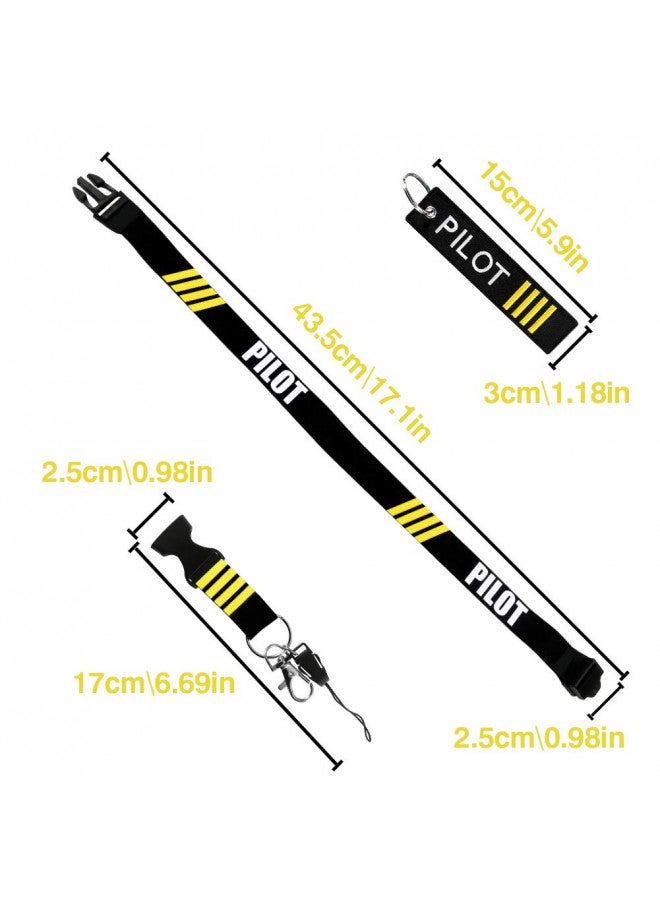 MELIFE Pilot Lanyard 4 Stripes for Keys with Detachable Safety Buckle Traveler Pilot Keychain Baggage Tag set - Image 3