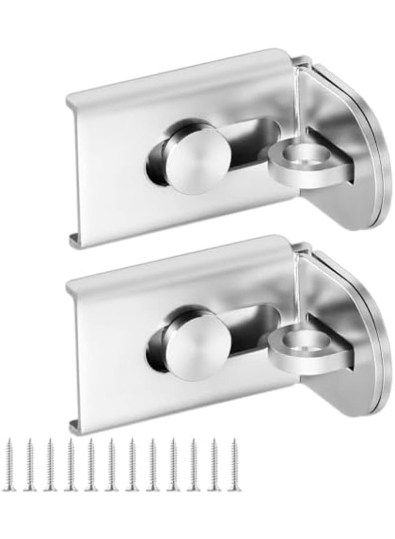 Barakah Sliding Door Lock, 90 Degree Door Hasp Latch Lock, Durable Stainless Steel Security Right Angle Padlock with Screws for Push, Sliding, and Barn Doors, Easy Installation, 2PC Set (Silver) - Image 1