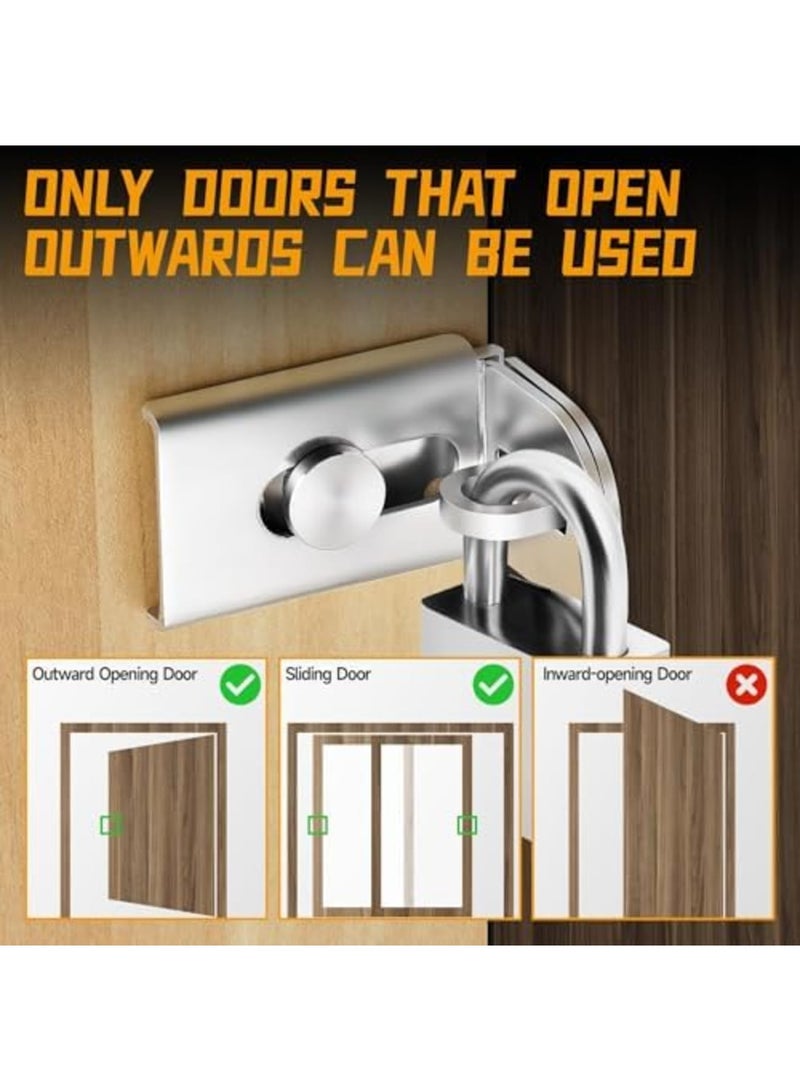 Barakah Sliding Door Lock, 90 Degree Door Hasp Latch Lock, Durable Stainless Steel Security Right Angle Padlock with Screws for Push, Sliding, and Barn Doors, Easy Installation, 2PC Set (Silver) - Image 5