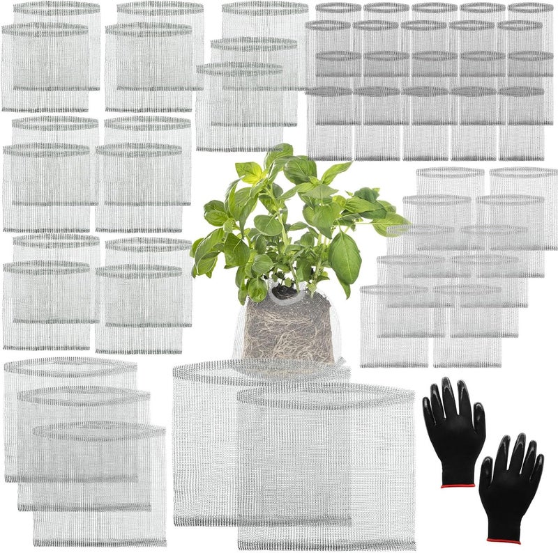 Froidesente 50 Pcs Root Guard Gopher Proof Stainless Wire Steel Baskets, 1 Gallon 3 Gallon 5 Gallon 10 Gallon Gophers Moles Voles Mesh Baskets Protect Plant Roots Tubers Trees Flowers Crops (Mix Size) - Image 1