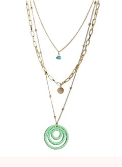 Just Peachy Just Peachy Blue & Green Gold-Plated Layered Chain Necklace, Handcrafted Elegant Design, Lightweight and Skin-Friendly, Perfect for Layering, Versatile for Casual or Formal Wear  - Image 1