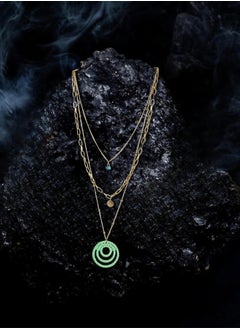 Just Peachy Just Peachy Blue & Green Gold-Plated Layered Chain Necklace, Handcrafted Elegant Design, Lightweight and Skin-Friendly, Perfect for Layering, Versatile for Casual or Formal Wear  - Image 2