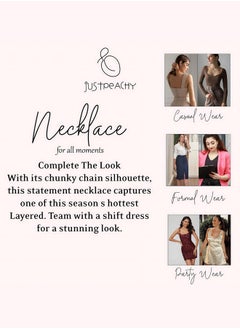 Just Peachy Just Peachy Blue & Green Gold-Plated Layered Chain Necklace, Handcrafted Elegant Design, Lightweight and Skin-Friendly, Perfect for Layering, Versatile for Casual or Formal Wear  - Image 4
