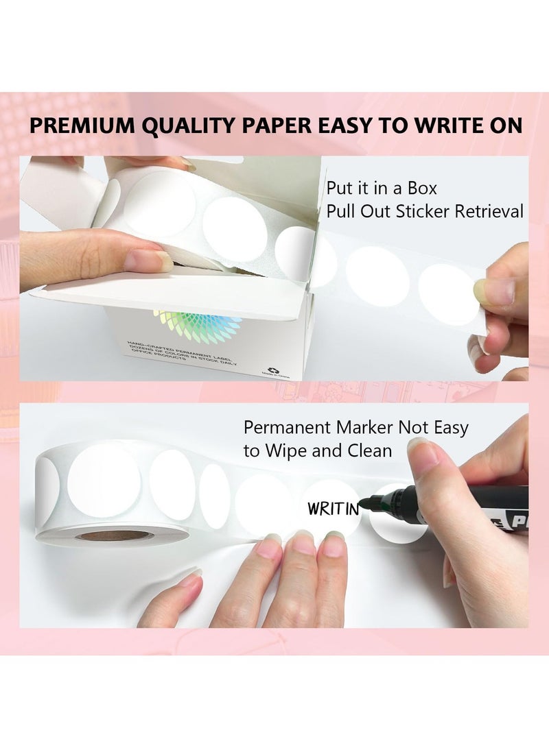 وونكت 500 PCS Circle Dot Stickers 1 Inch White Color Coding Thermal Labels Dots Writable Printable Small Round Stickers for Office, Organizing Storage, DIY - Image 4
