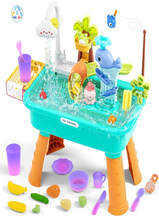 maysida 2026 Color Changing Kitchen Sink Toys, Water Table for Toddlers 1-3, Water Table for Kids Ages 4-8, Toddler Water Play Table|Beach Outdoor Toys, Summer Gift for Girl Boy 3 4 5 6 7 8, Orange&Green - Image 1