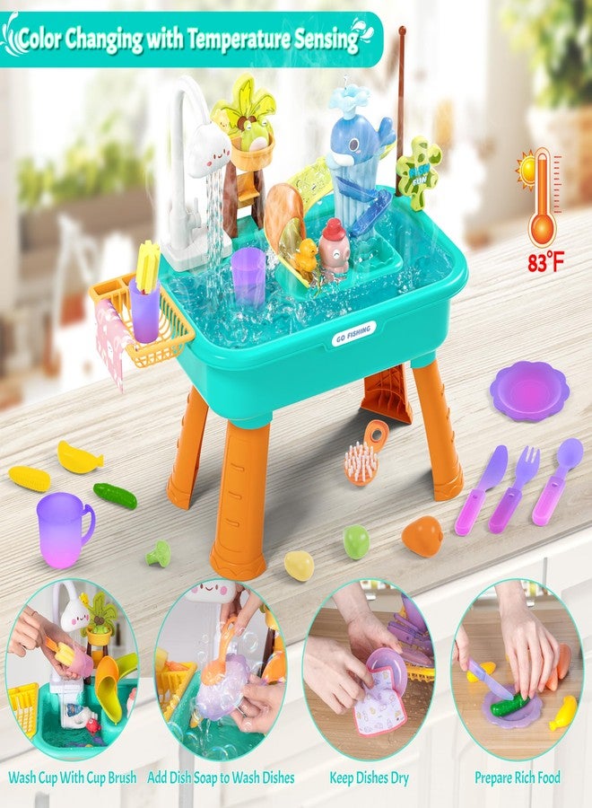 maysida 2026 Color Changing Kitchen Sink Toys, Water Table for Toddlers 1-3, Water Table for Kids Ages 4-8, Toddler Water Play Table|Beach Outdoor Toys, Summer Gift for Girl Boy 3 4 5 6 7 8, Orange&Green - Image 2