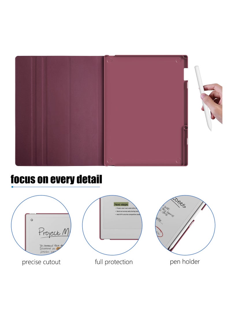 My Choice Remarkable Paper Pro 11.8”, Slim Hard Back Shell Protective Auto Sleep/Wake Book Folio Cover with Pen Holder for Remarkable Paper Pro Tablet 2024 Released, Burgundy - Image 3