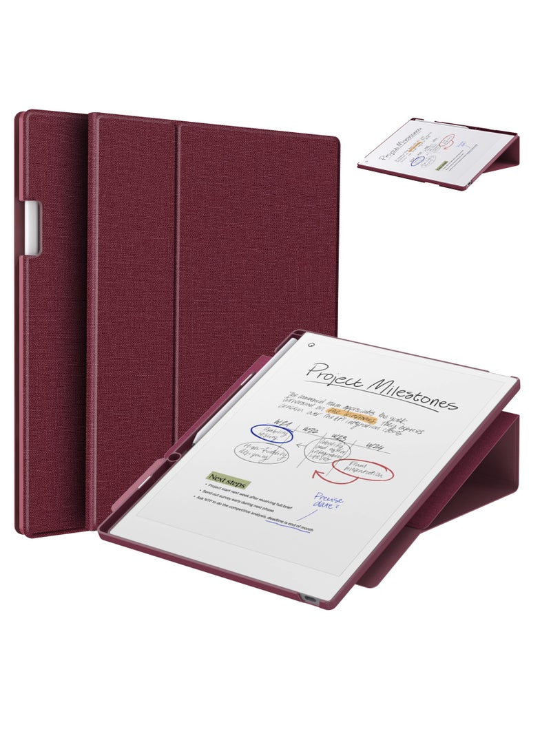My Choice Remarkable Paper Pro 11.8”, Slim Hard Back Shell Protective Auto Sleep/Wake Book Folio Cover with Pen Holder for Remarkable Paper Pro Tablet 2024 Released, Burgundy - Image 1