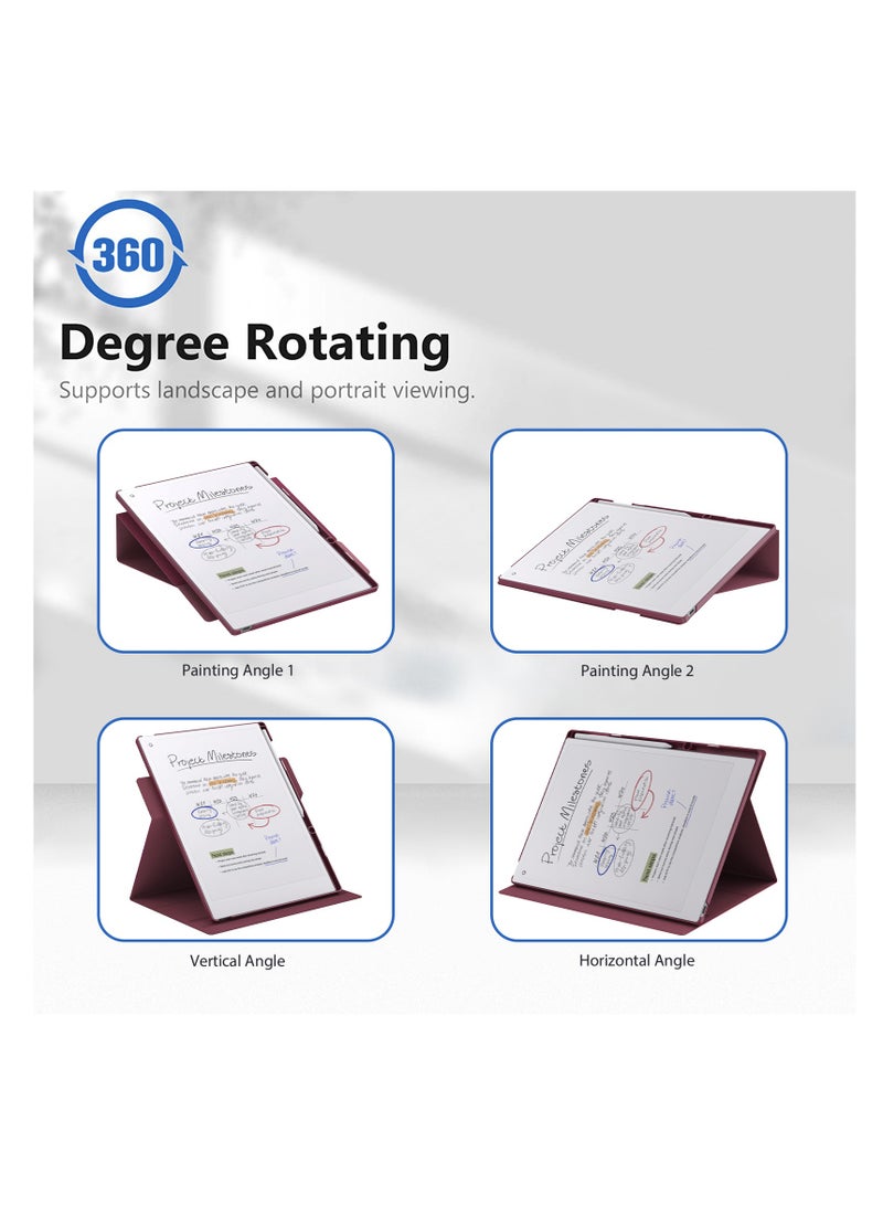 My Choice Remarkable Paper Pro 11.8”, Slim Hard Back Shell Protective Auto Sleep/Wake Book Folio Cover with Pen Holder for Remarkable Paper Pro Tablet 2024 Released, Burgundy - Image 2