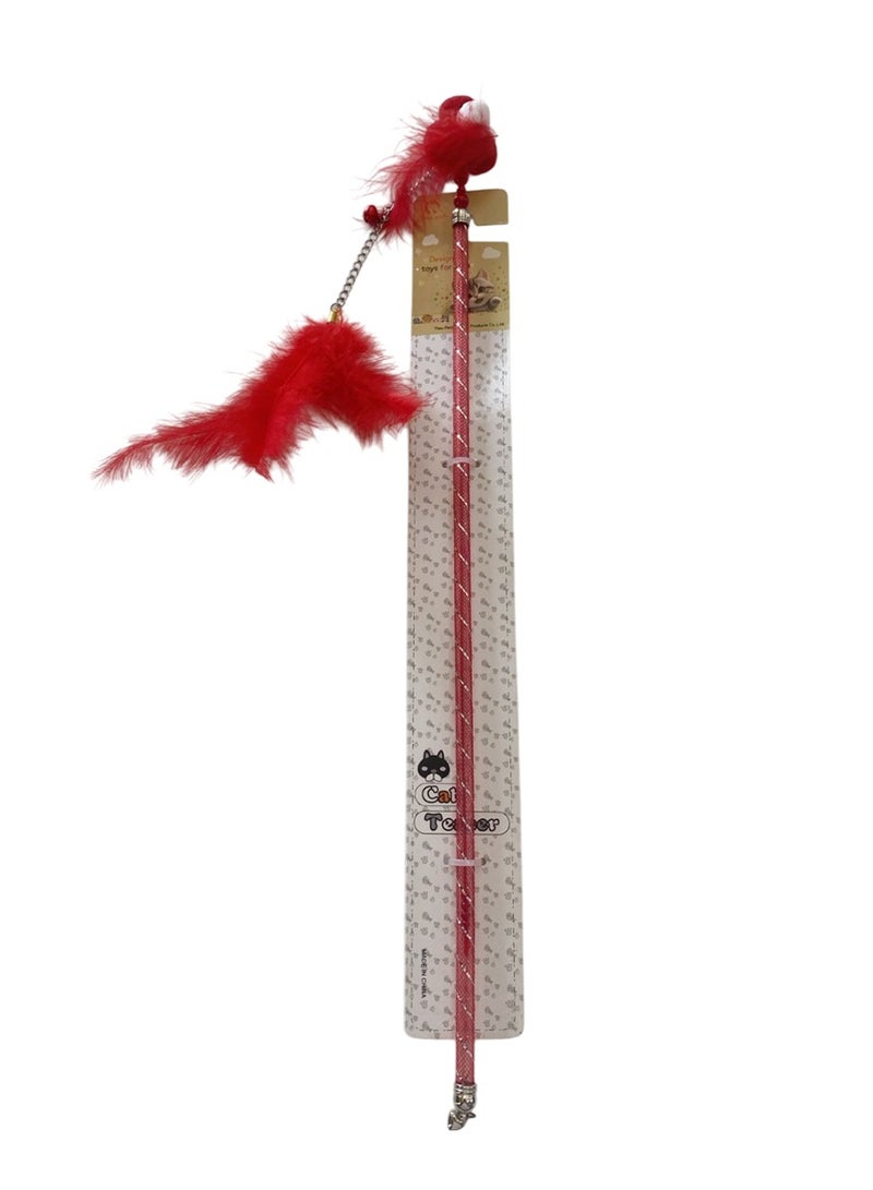 لعبة عصا تفاعلية على شكل كرة شعر من البلاستيك على شكل ريشة للقطط
