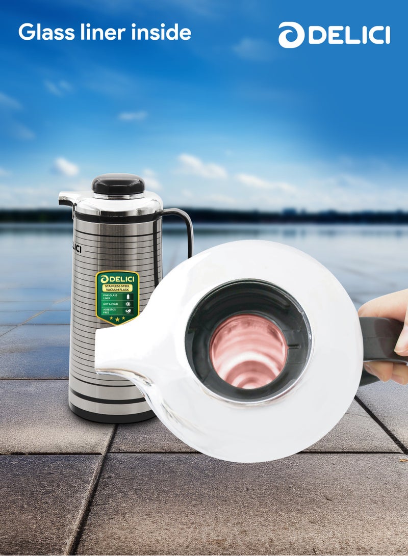 DELICI Glass Liner Vacuum Flask (DGFK 1600), 1.6Liters Capacity, Vacuum Insulation Keep Hot or Cold for Hours,Stainless Steel Body, Light & Unbreakable Body - Image 5