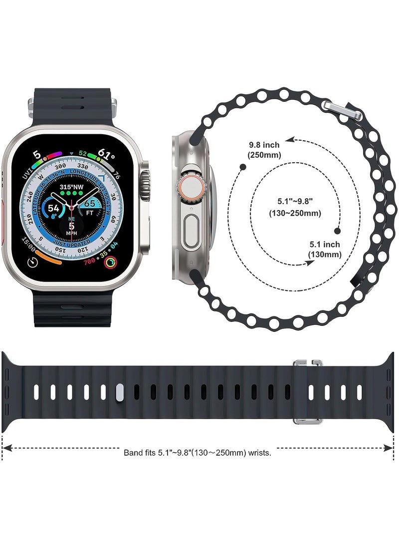 Color Fans - Soft Silicone Ocean Sports Strap Compatible Apple Watch 41mm 40mm 38mm for Men Women, Adjustible Watch Band for Apple Watch SE/Series 9/8/7/6/5/4/3/2/1 - Midnight - Image 1