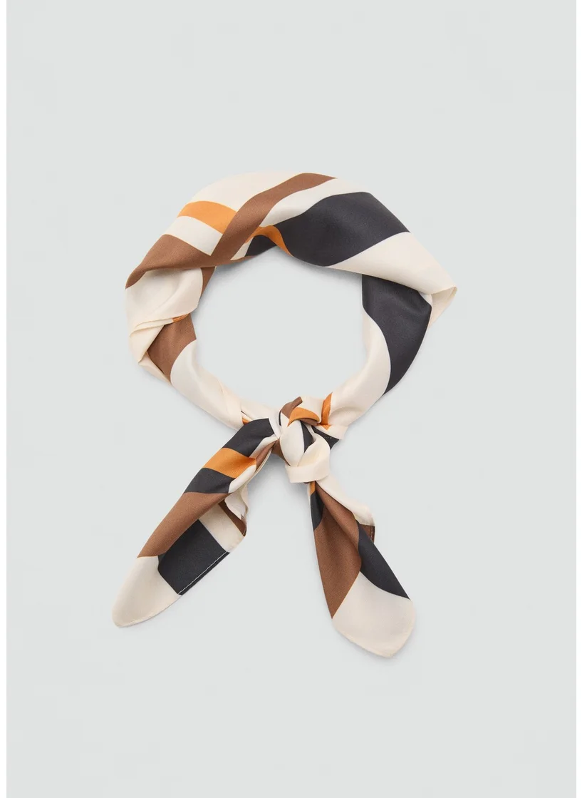 مانجو Striped Satin Scarf