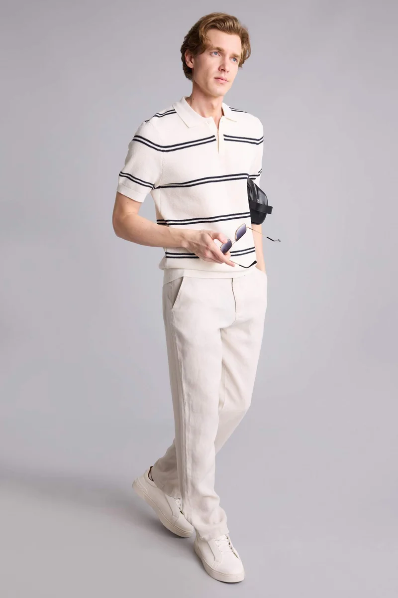 Defacto  100% Linen Relax Fit Trousers for Men | Best Price UAE
