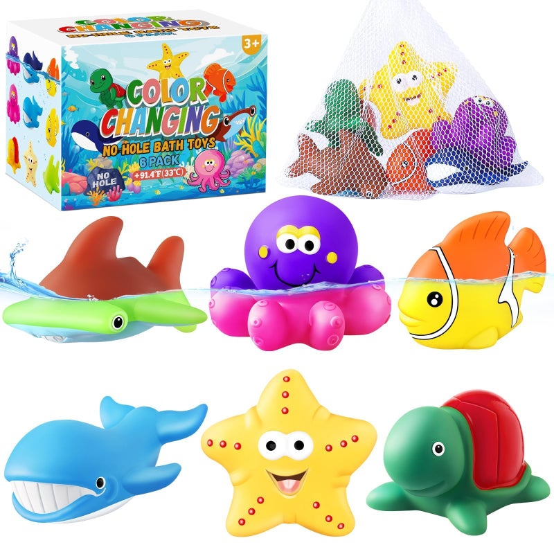 MACALOCA Toddler Easter Egg Fillers Color Changing No Hole Bath Toys for Kids Ages 13 48 Toddler Bath Toys Sea Creatures Easter Basket Stuffers Pool Bathtub Beach Water Toys Sea Animal with Drying Bag - Image 3