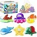 MACALOCA Toddler Easter Egg Fillers Color Changing No Hole Bath Toys for Kids Ages 13 48 Toddler Bath Toys Sea Creatures Easter Basket Stuffers Pool Bathtub Beach Water Toys Sea Animal with Drying Bag - Image 2