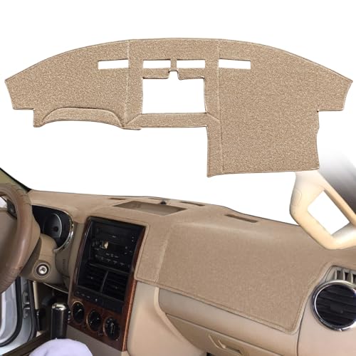 AKMOTOR Dash Cover Mat Custom Fit for Ford Explorer/Explorer Sport Trac/Mercury Mountaineer,Dashboard Pad Cap Carpet Protector K198 (Beige) - Image 1