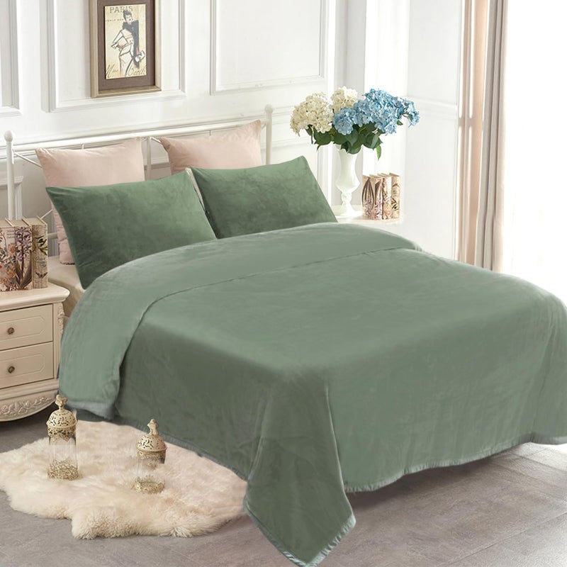 JYK Fleece Plush Blanket 4.4 LB, 1 Ply, Korean Mink Blanket King 85" x 95" - Super Soft and Warm, Lightweight and Cozy Fuzzy Solid Color Fleece Blanket for Bed, Green - Image 1